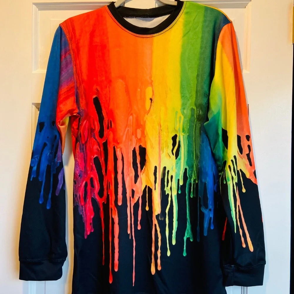 Just For Kix Alexandra Collection Paint Drip Long Sleeve Tee (Adult Medium)